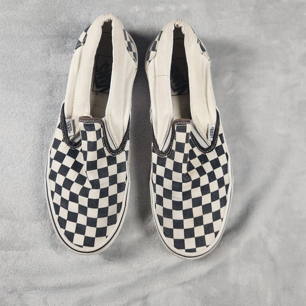 Vans Classic Slip-On Checkerboard Black White Skate Shoes Men's Size 9 Casual